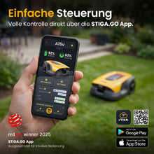 Laden Sie das Bild in den Galerie-Viewer, Stiga kabelloser Mähroboter A 15v - mit kostenloser Abdeckung